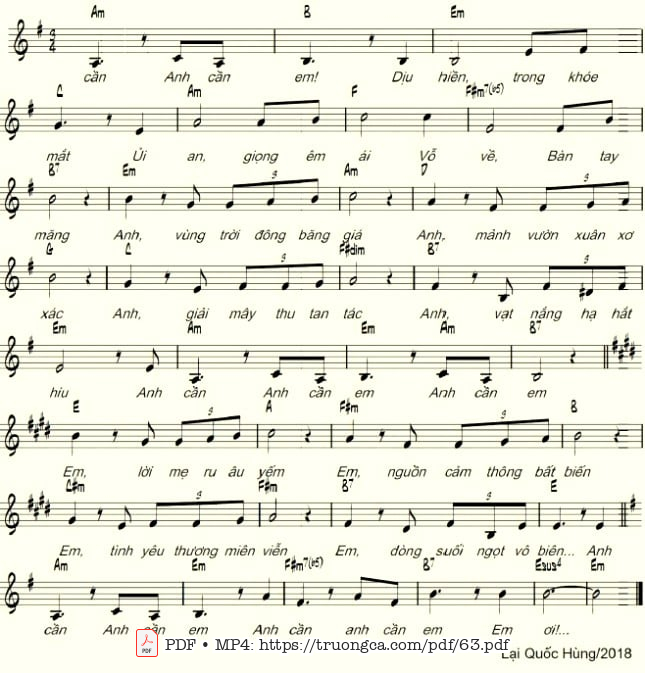 Page 2 of Sheet music PDF Anh cần em - Lại Quốc Hùng