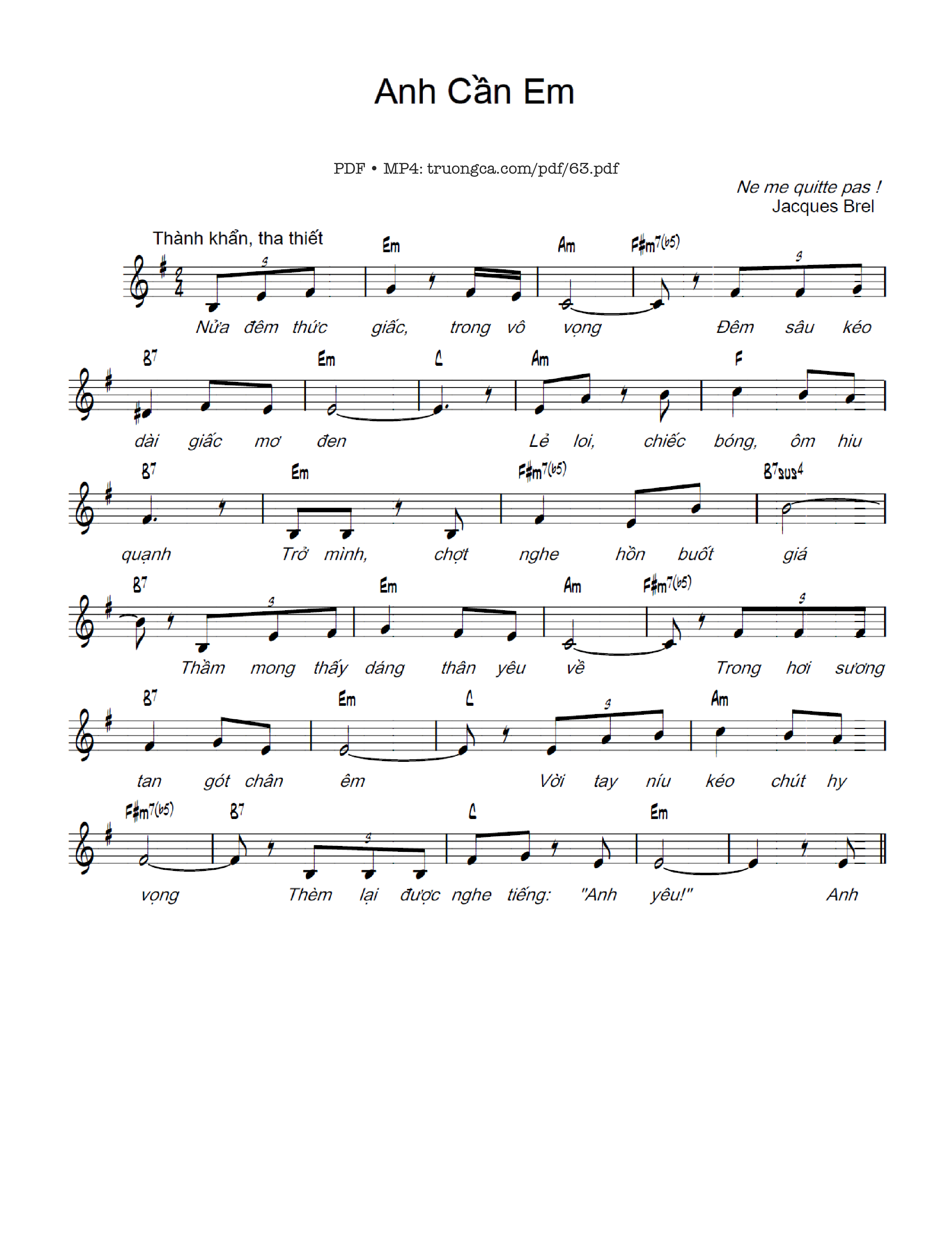 Page 3 of Sheet music PDF Anh cần em - Lại Quốc Hùng