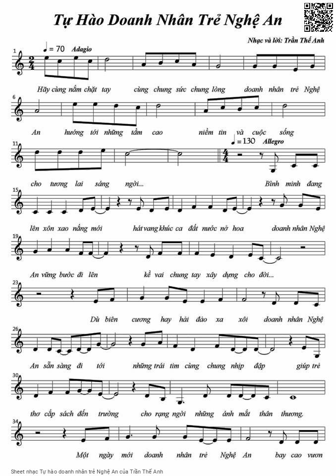 Sheet PDF of Tự hào doanh nhân trẻ Nghệ An