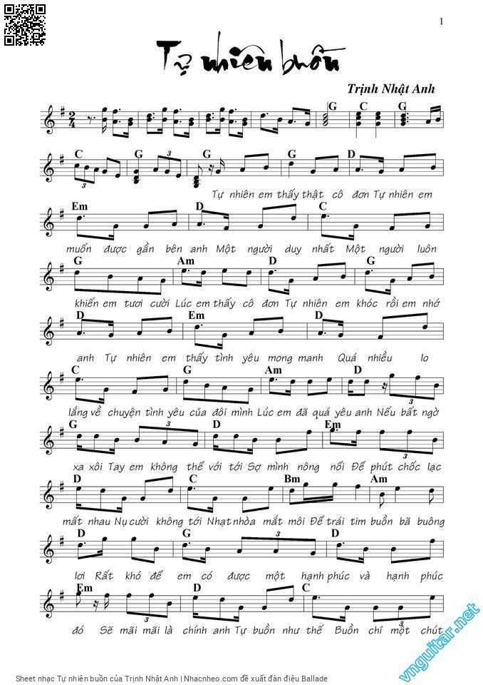 Sheet PDF of Tự nhiên buồn