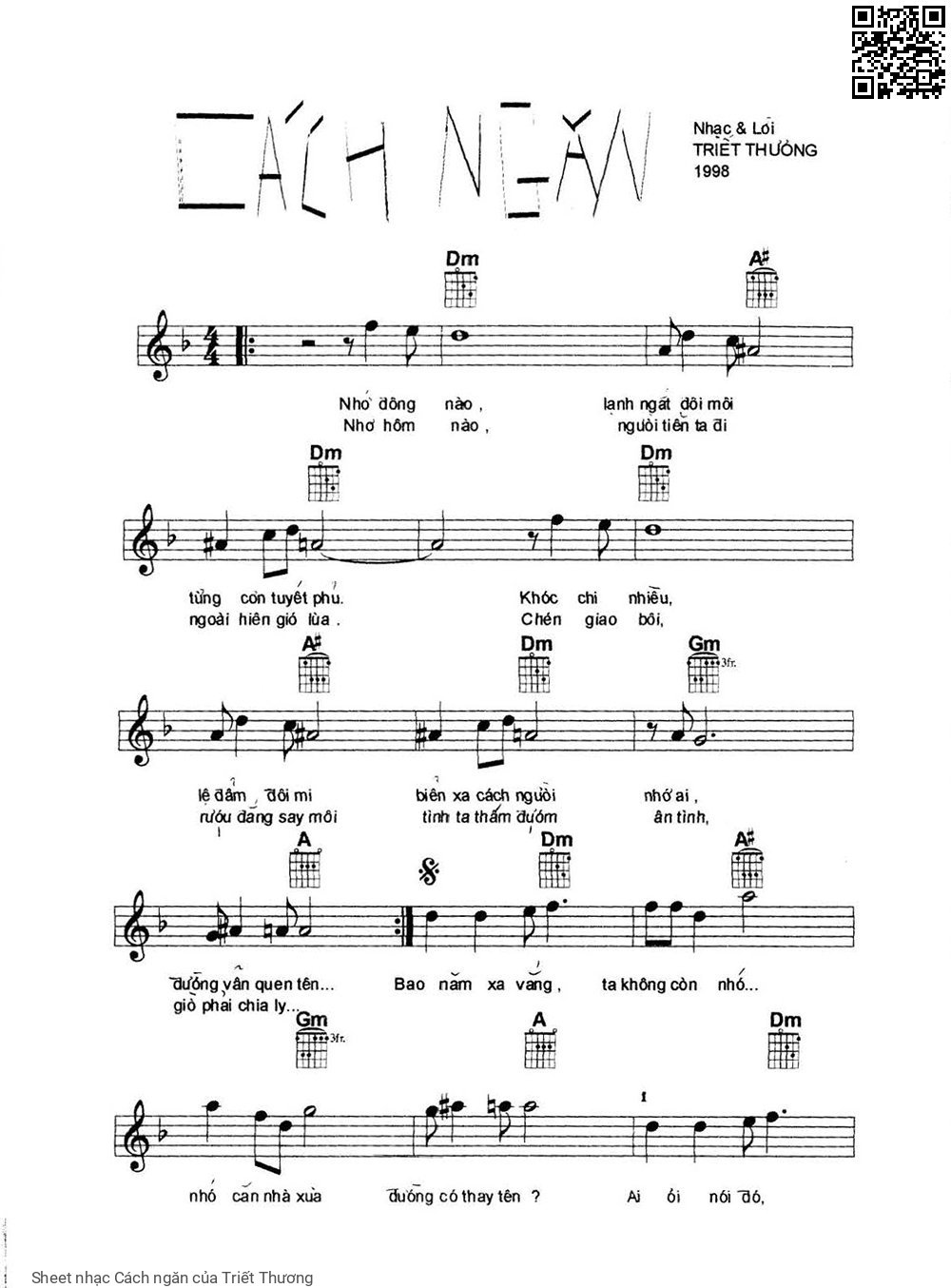 Sheet PDF of Cách ngăn - Triết Thương