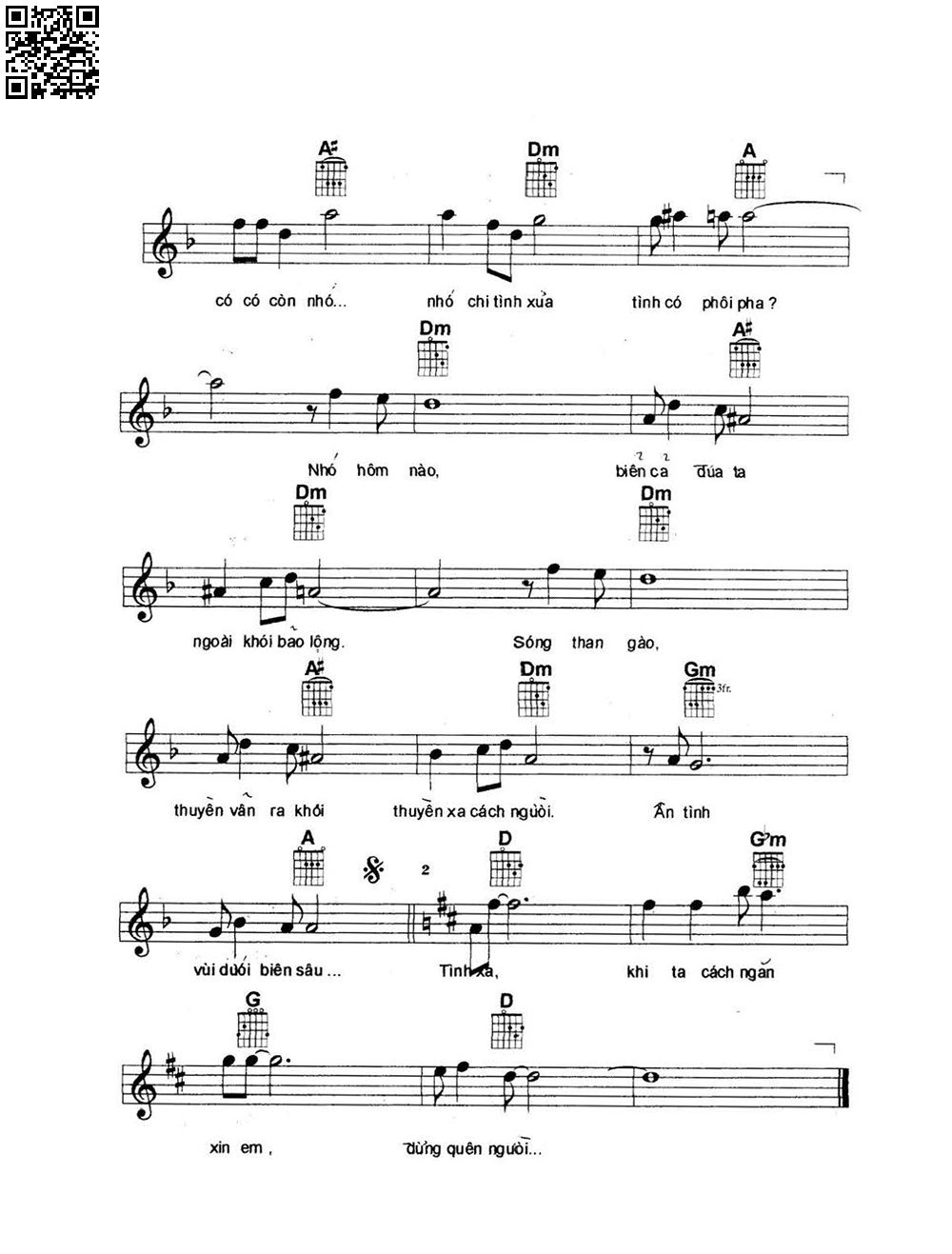 Page 2 of Sheet music PDF Cách ngăn - Triết Thương