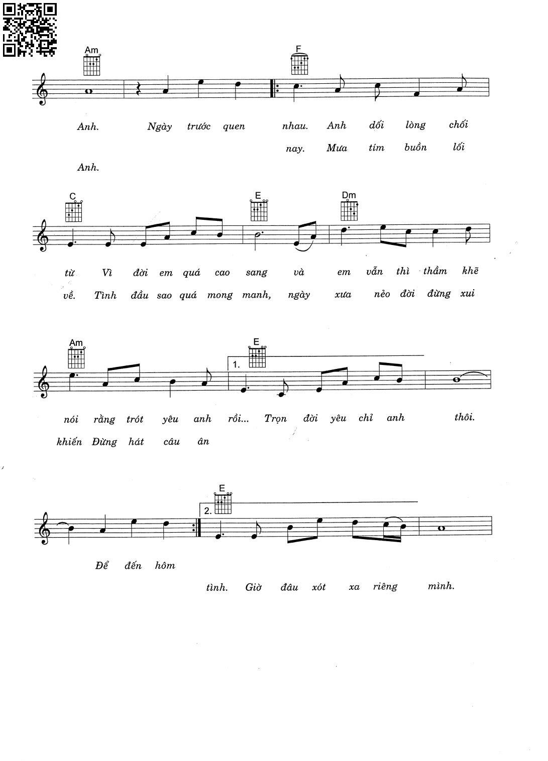 Page 2 of Sheet music PDF Tủi phận - Thái Hùng