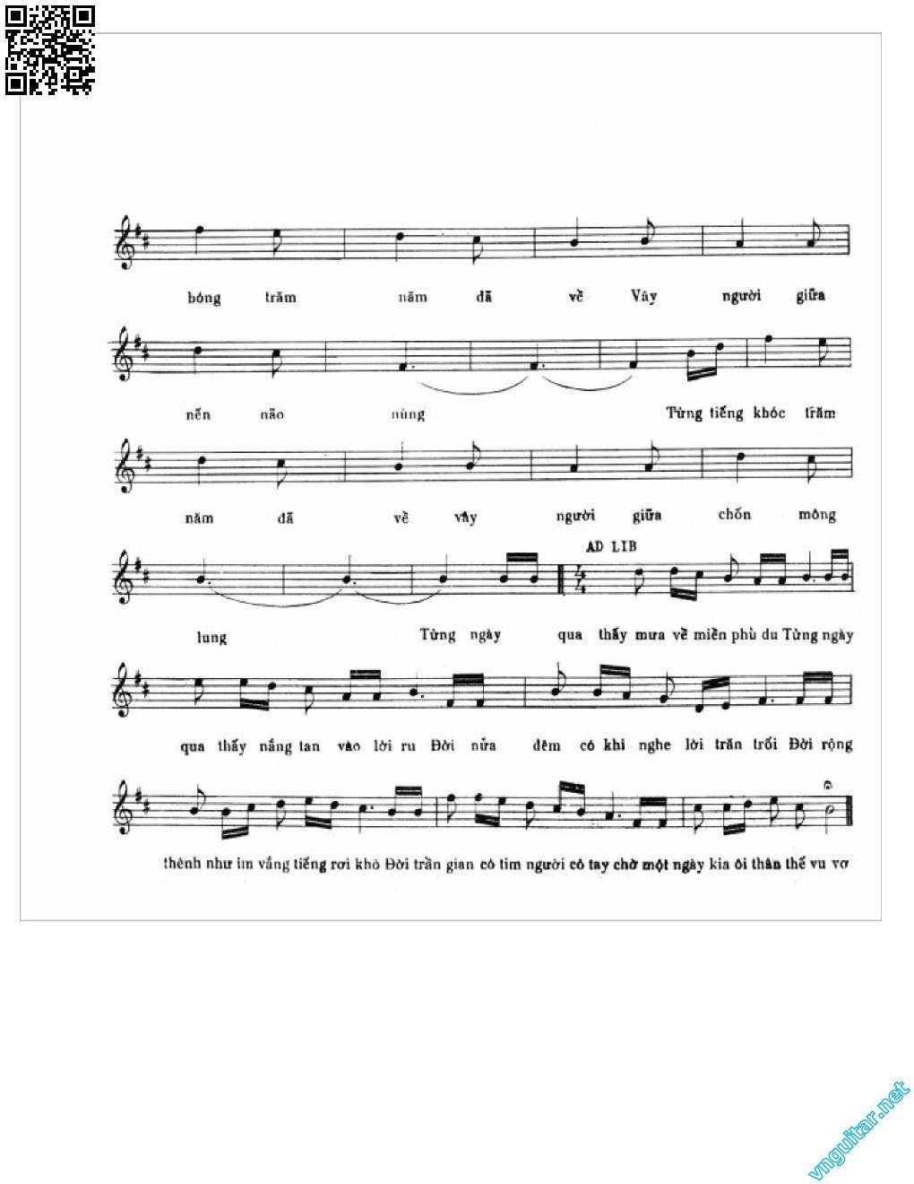 Page 2 of Sheet music PDF Từng ngày qua - Trịnh Công Sơn