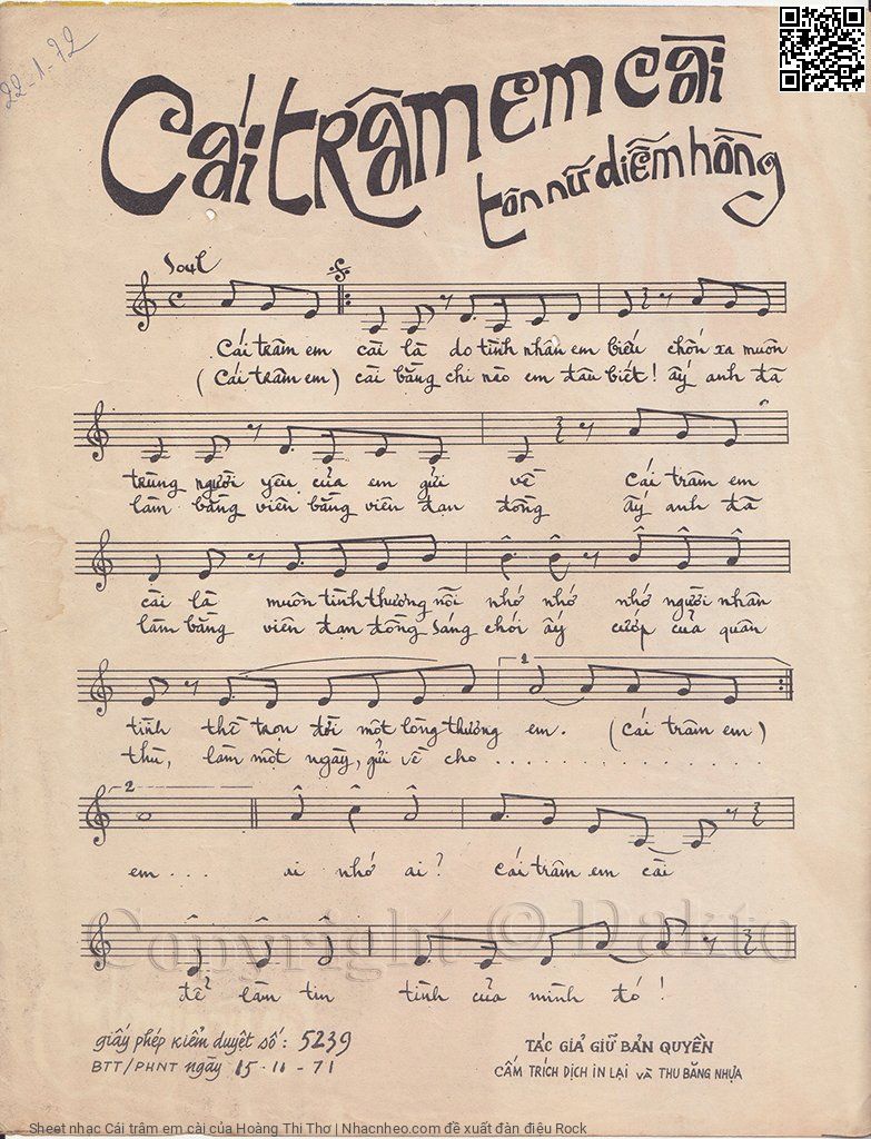 Page 2 of Sheet music PDF Cái trâm em cài - Hoàng Thi Thơ