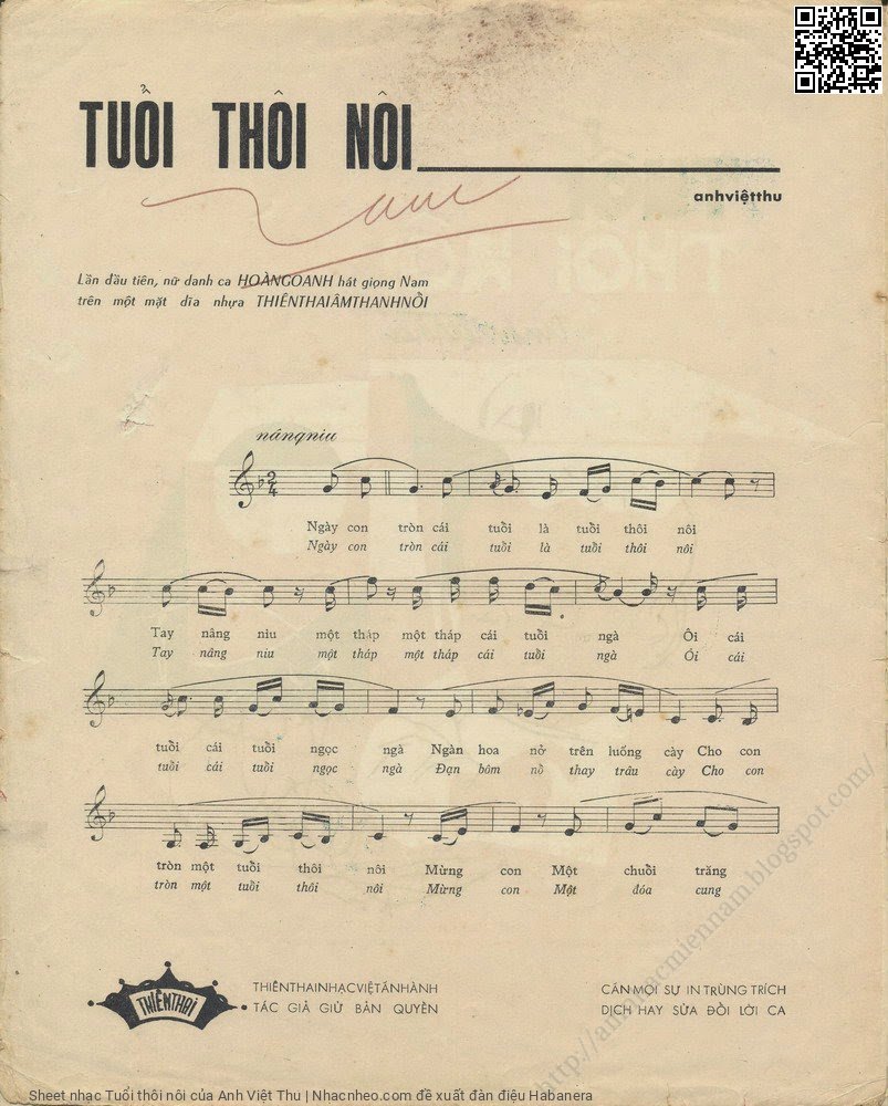 Page 2 of Sheet music PDF Tuổi thôi nôi - Anh Việt Thu