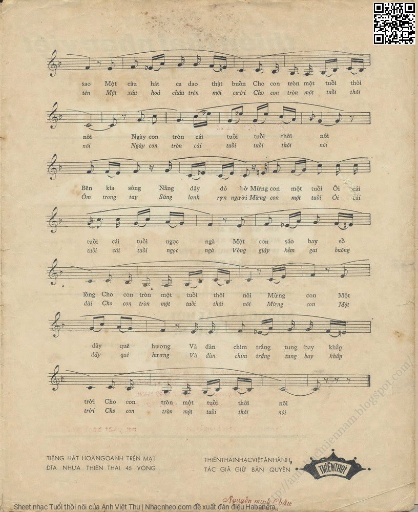 Page 3 of Sheet music PDF Tuổi thôi nôi - Anh Việt Thu