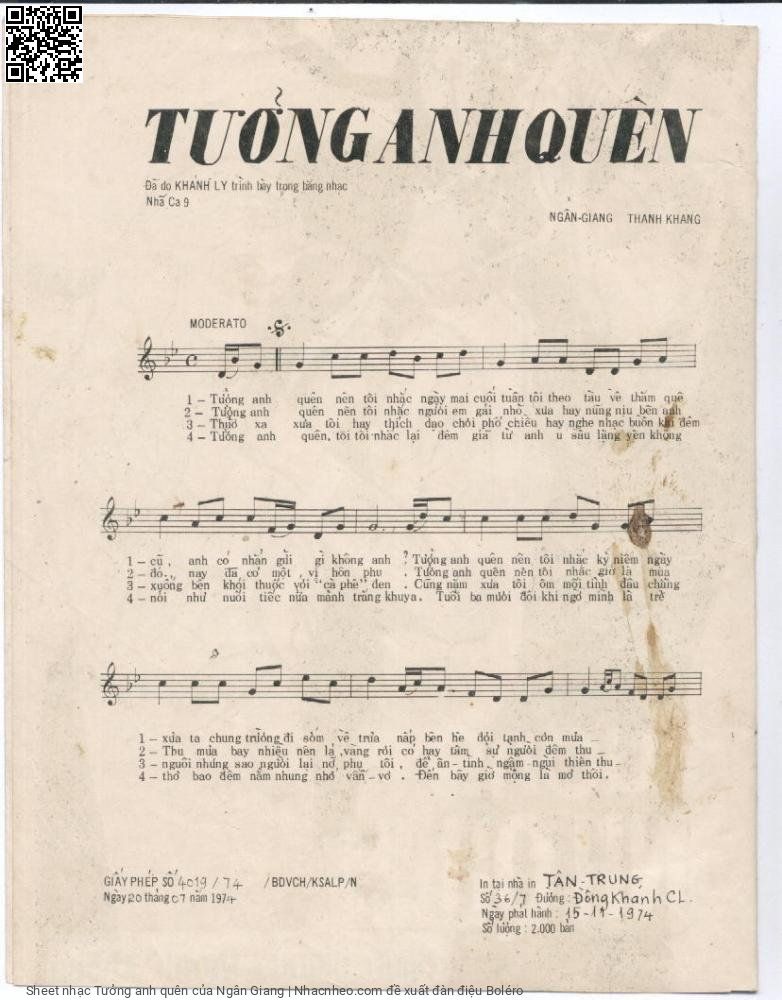 Page 2 of Sheet music PDF Tưởng anh quên - Ngân Giang