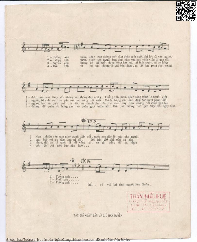 Page 3 of Sheet music PDF Tưởng anh quên - Ngân Giang