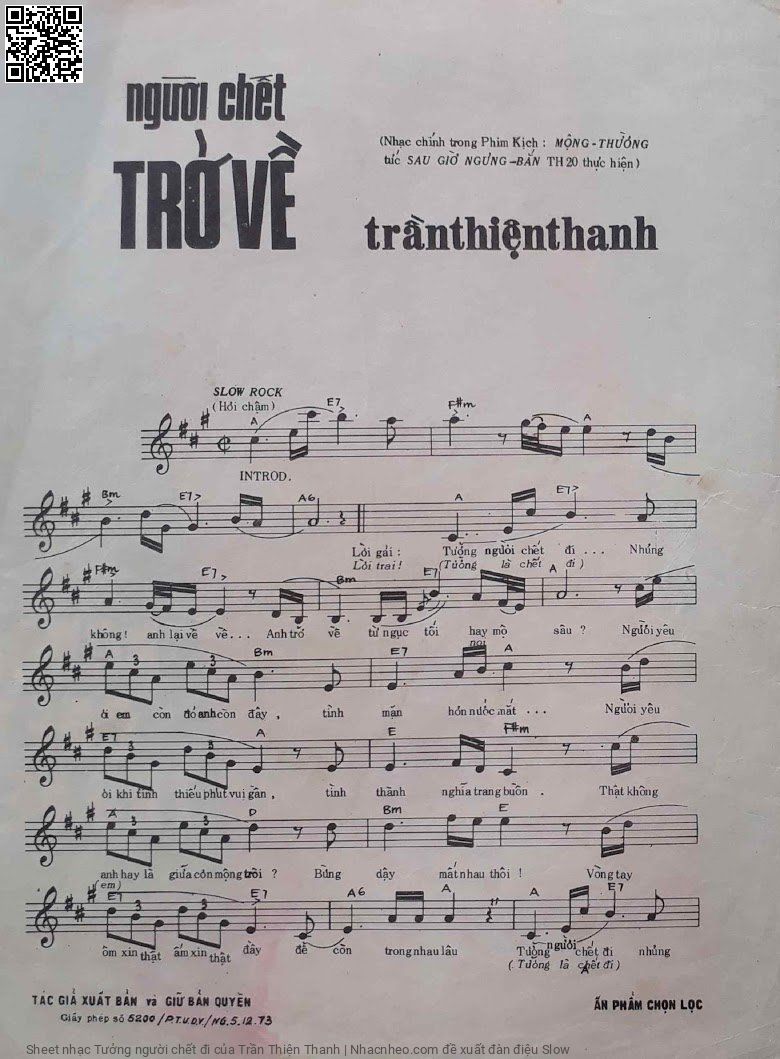 Page 2 of Sheet music PDF Tưởng người chết đi - Trần Thiện Thanh