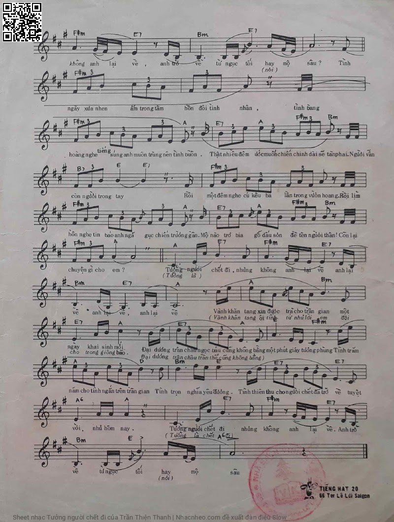 Page 3 of Sheet music PDF Tưởng người chết đi - Trần Thiện Thanh