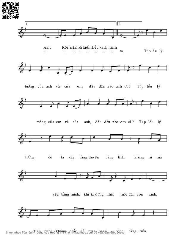 Page 2 of Sheet music PDF Túp lều lý tưởng - Hoàng Thi Thơ