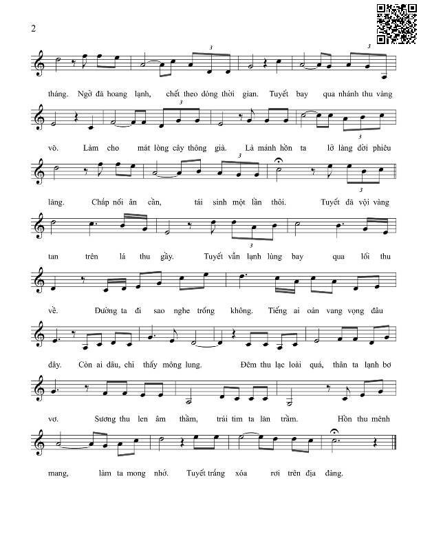 Page 2 of Sheet music PDF Tuyết rơi trên lá thu tàn - Vĩnh Điện