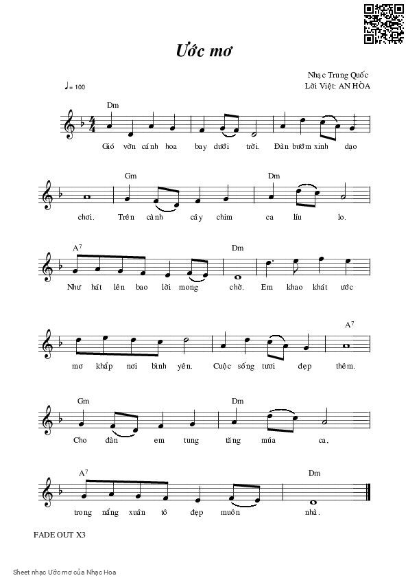 Sheet PDF of Ước mơ - Nhạc Hoa