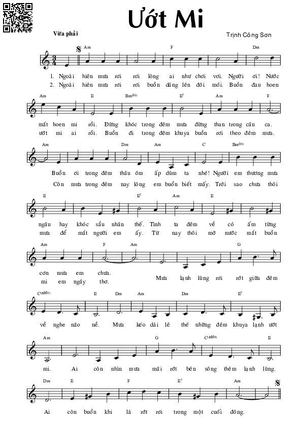 Page 5 of Sheet music PDF Ướt mi - Trịnh Công Sơn