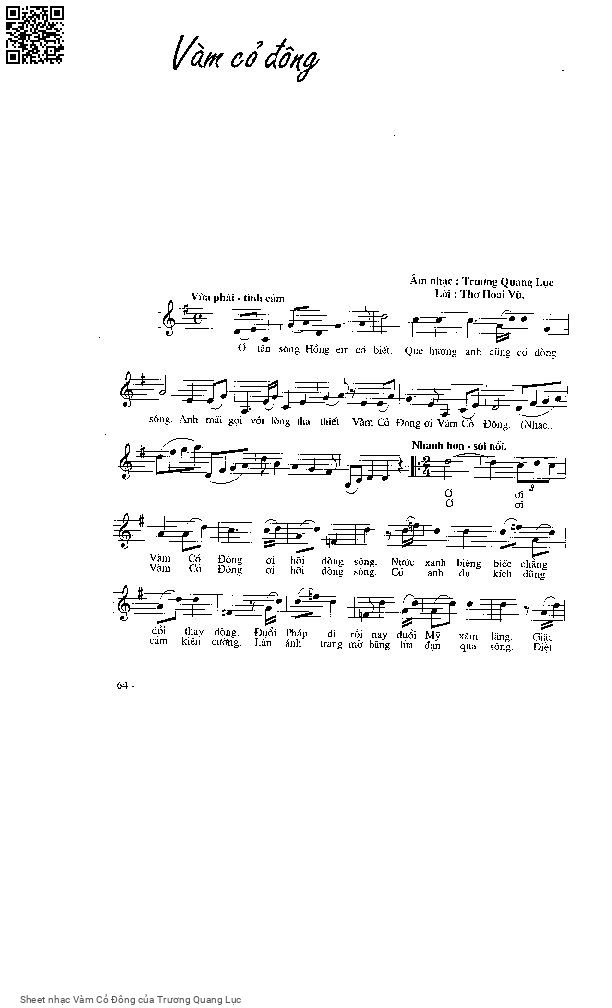 Page 7 of Sheet music PDF Vàm Cỏ Đông - Trương Quang Lục