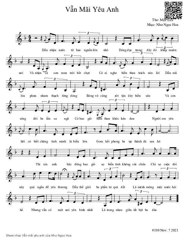 Sheet PDF of Vẫn mãi yêu anh