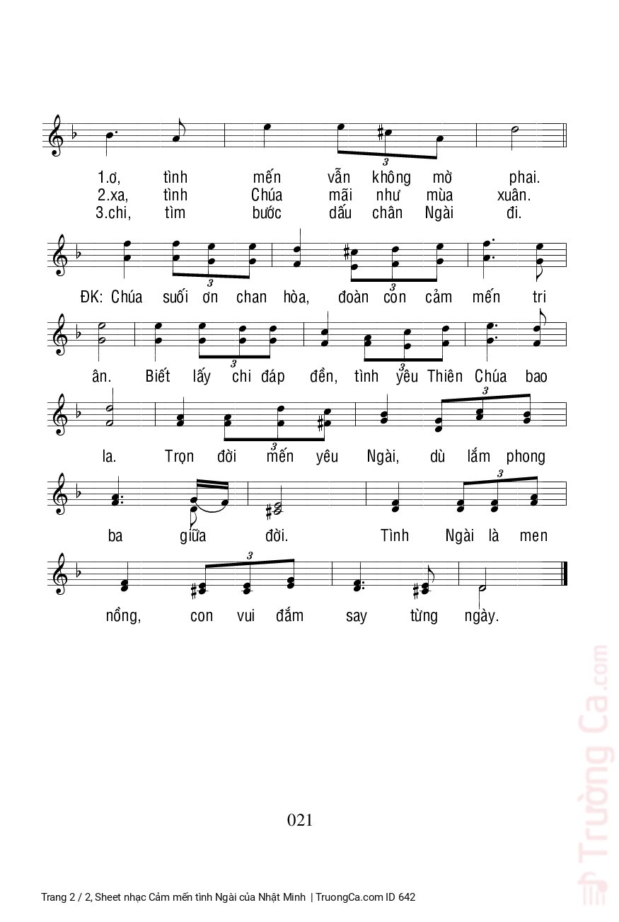 Page 2 of Sheet music PDF Cảm mến tình Ngài - Nhật Minh