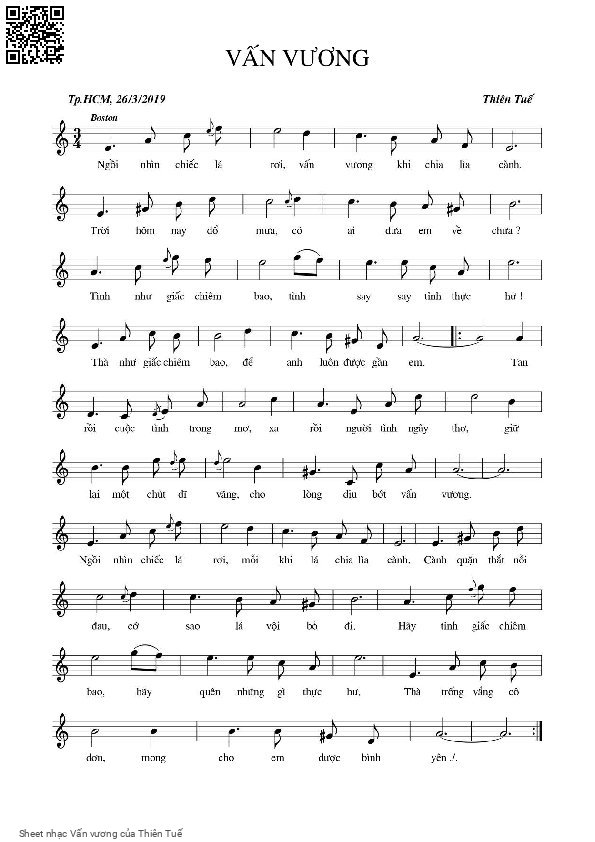 Sheet PDF of Vấn vương - Thiên Tuế