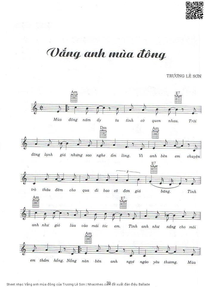 Sheet PDF of Vắng anh mùa đông