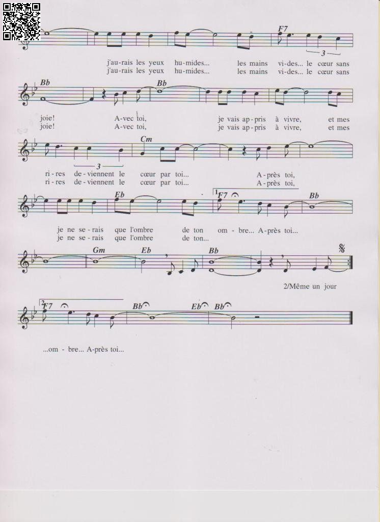 Page 2 of Sheet music PDF Vắng bóng người yêu (Après toi) - Nhạc Pháp