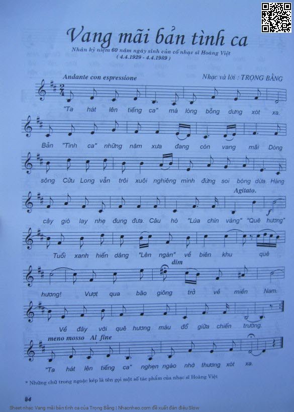 Sheet PDF of Vang mãi bản tình ca