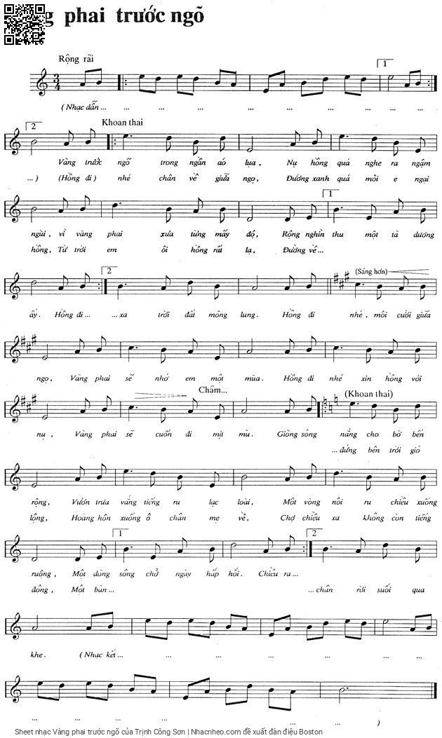 Sheet PDF of Vàng phai trước ngõ