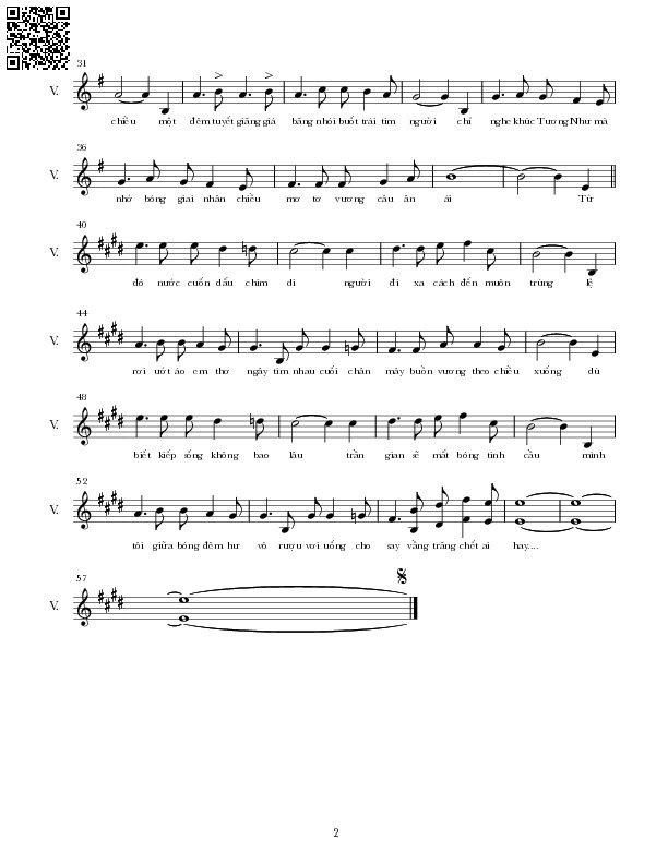 Page 2 of Sheet music PDF Vầng trăng chết ai hay - Nguyễn Hoàng Đô