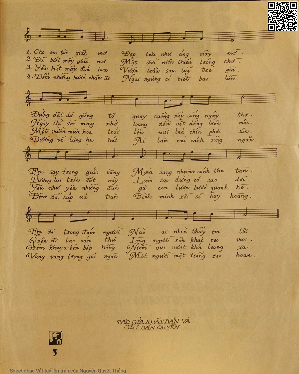 Page 3 of Sheet music PDF Vắt tay lên trán - Nguyễn Quyết Thắng
