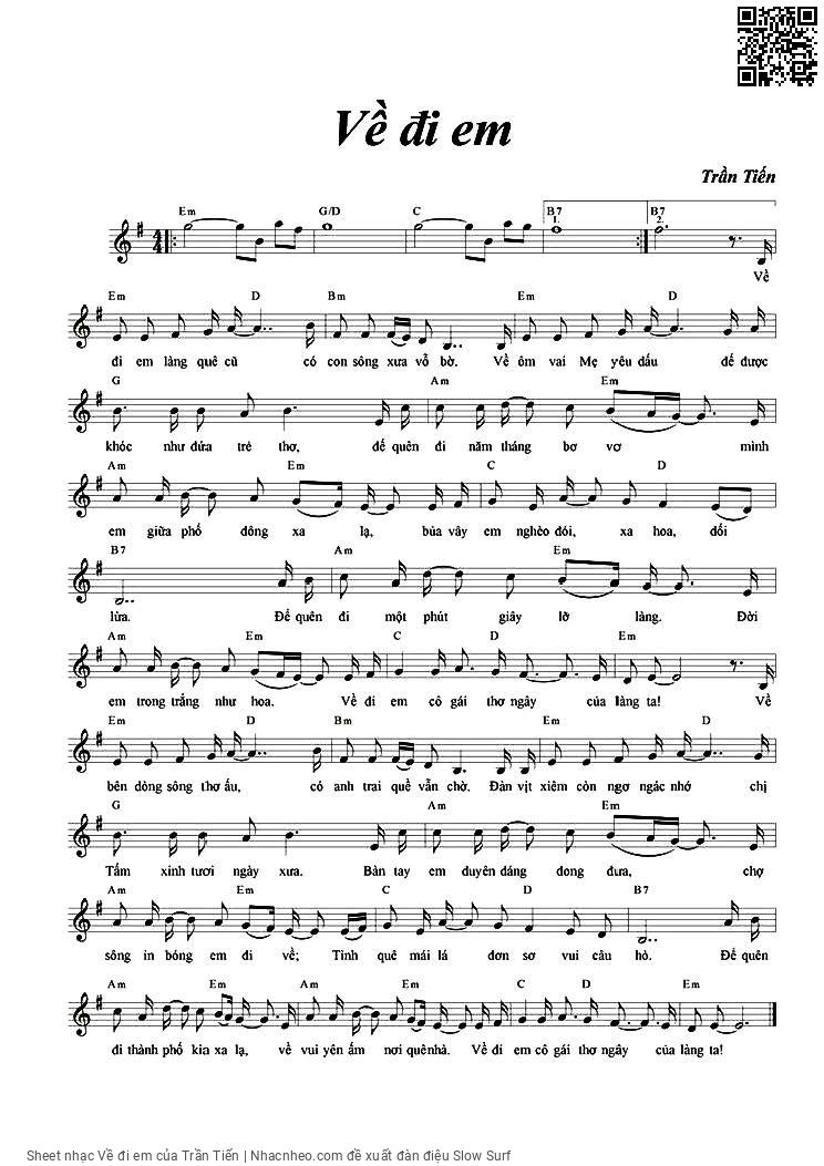 Sheet PDF of Về đi em - Trần Tiến