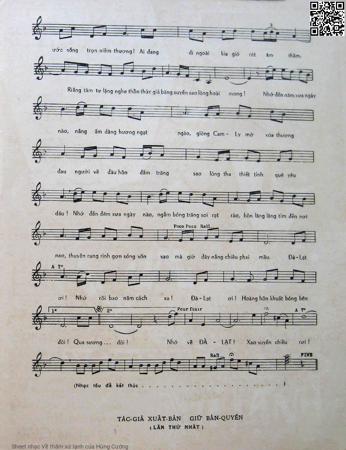 Page 3 of Sheet music PDF Về thăm xứ lạnh - Hùng Cường