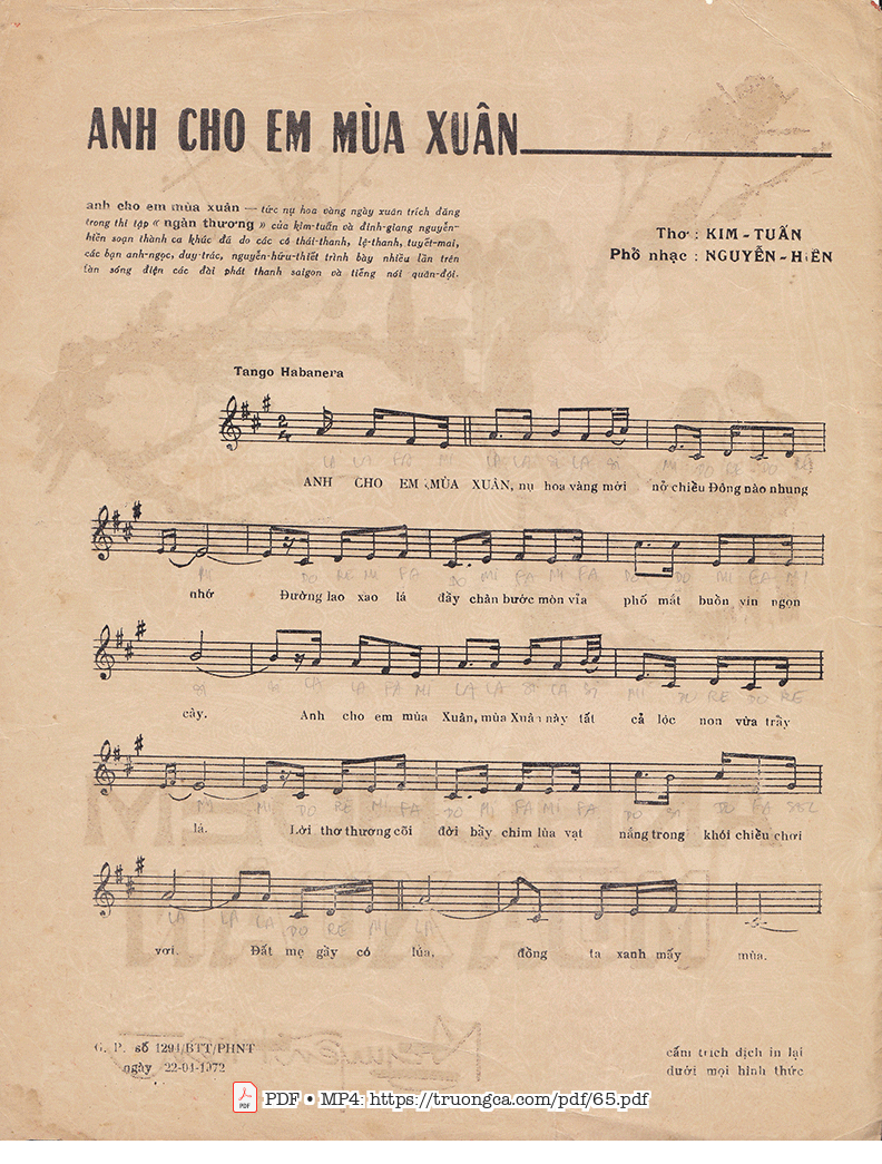Page 2 of Sheet music PDF Anh cho em mùa xuân - Nguyễn Hiền