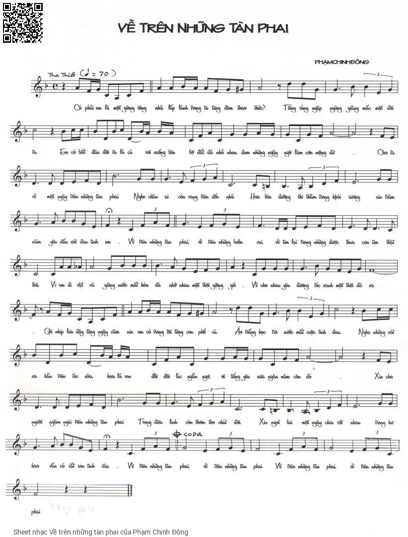 Sheet PDF of Về trên những tàn phai