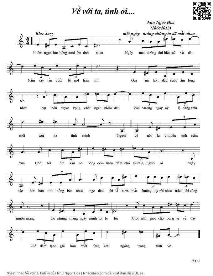 Page 1 of Sheet music PDF Về với ta, tình ơi - Như Ngọc Hoa