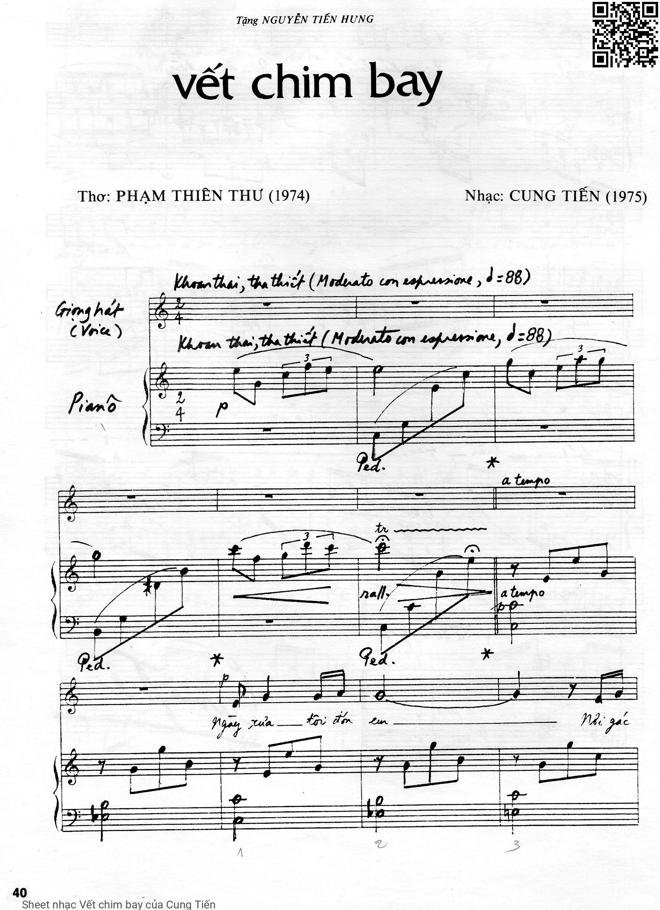 Sheet PDF of Vết chim bay - Cung Tiến