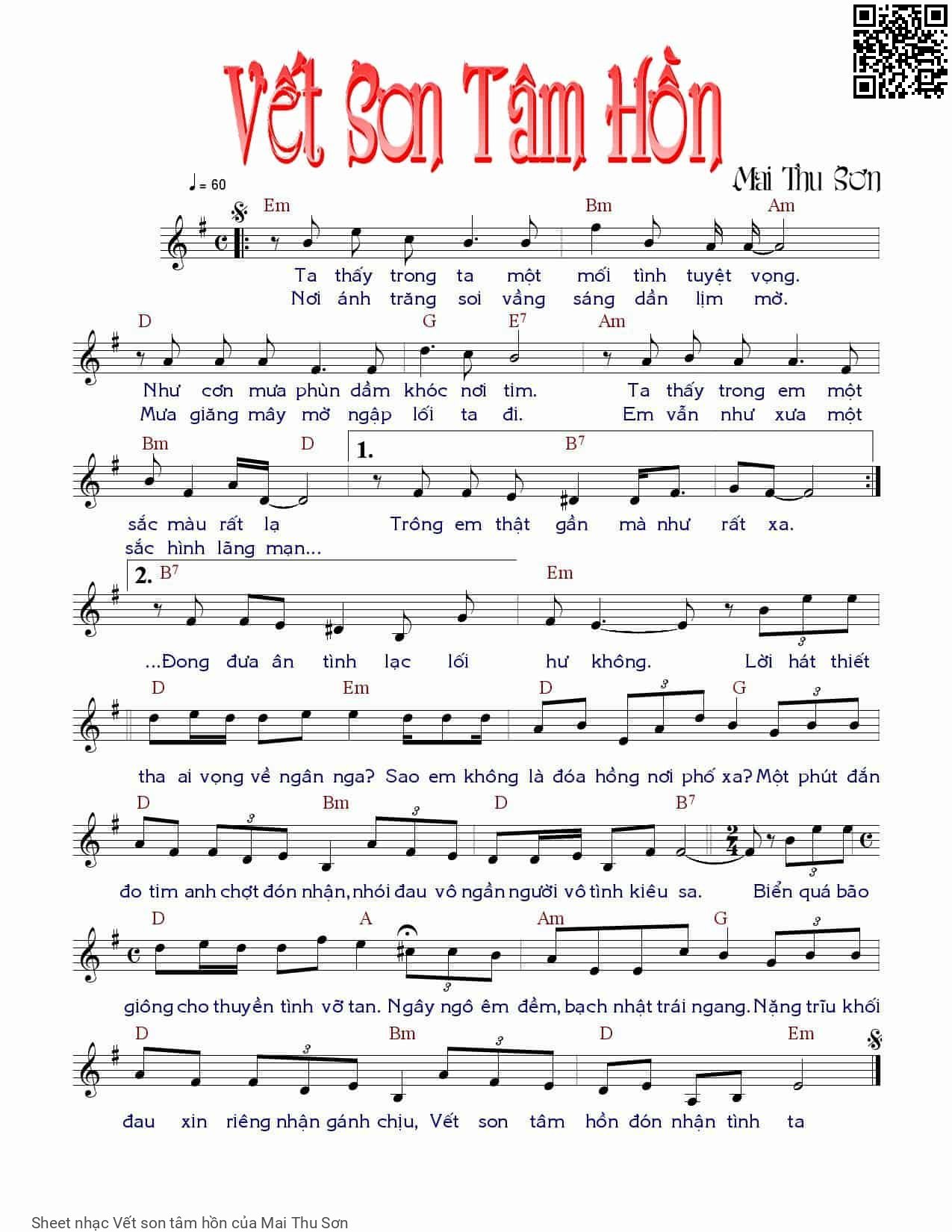 Sheet PDF of Vết son tâm hồn