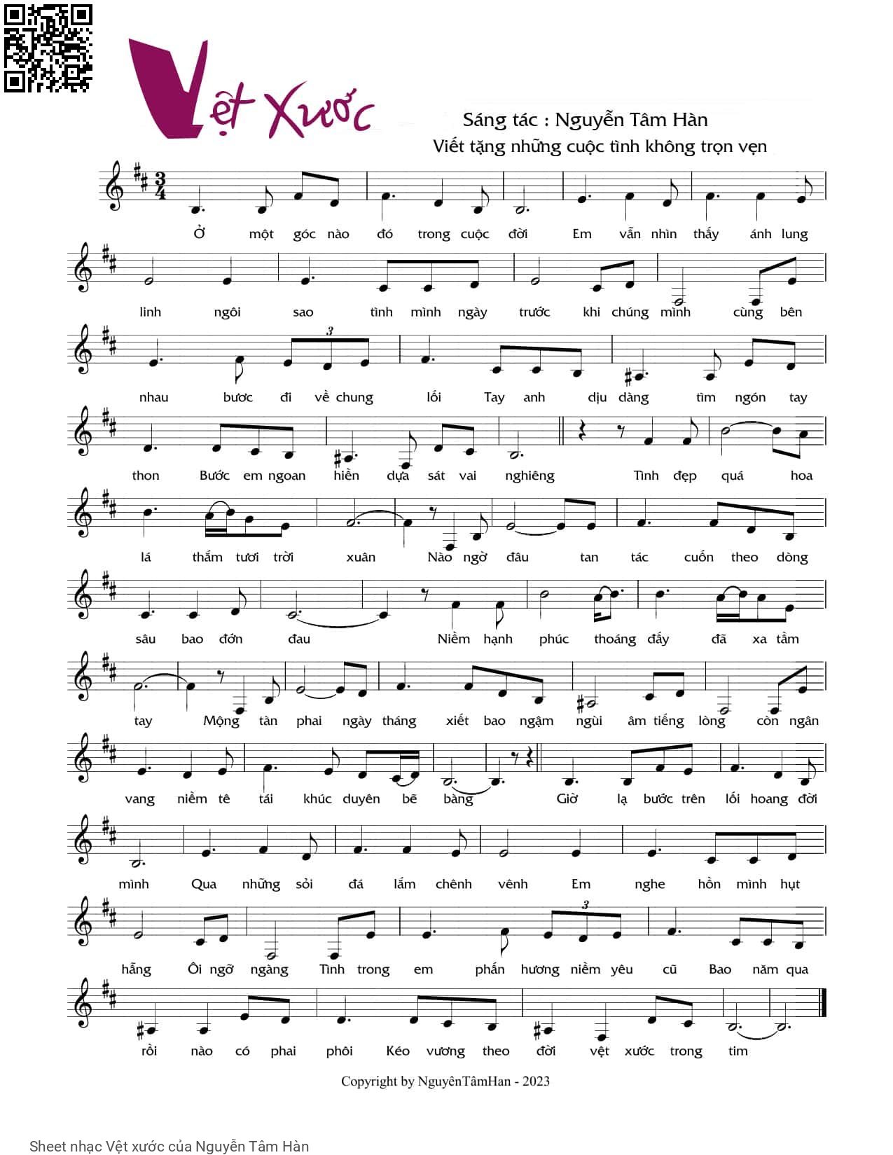 Sheet PDF of Vệt xước - Nguyễn Tâm Hàn