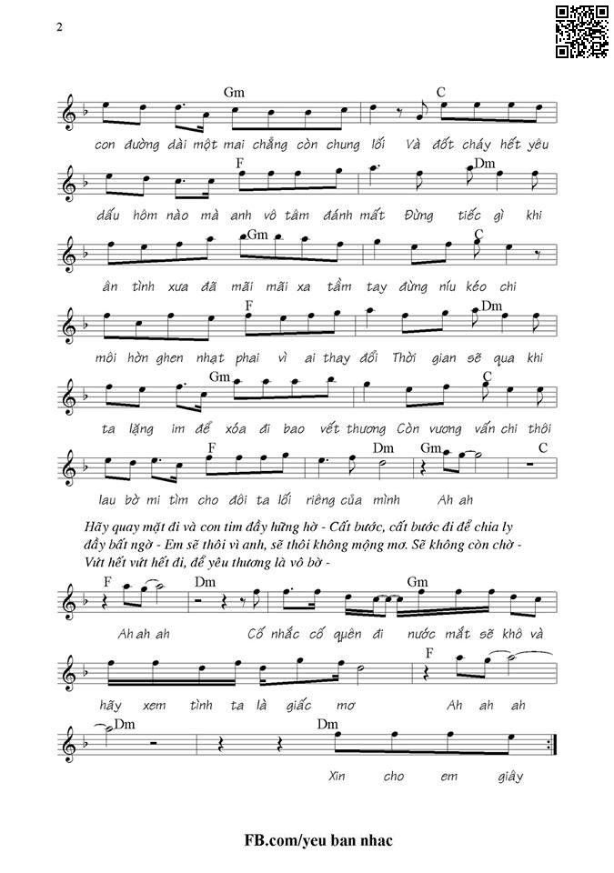 Page 2 of Sheet music PDF Vì ai vì anh - Đỗ Hiếu