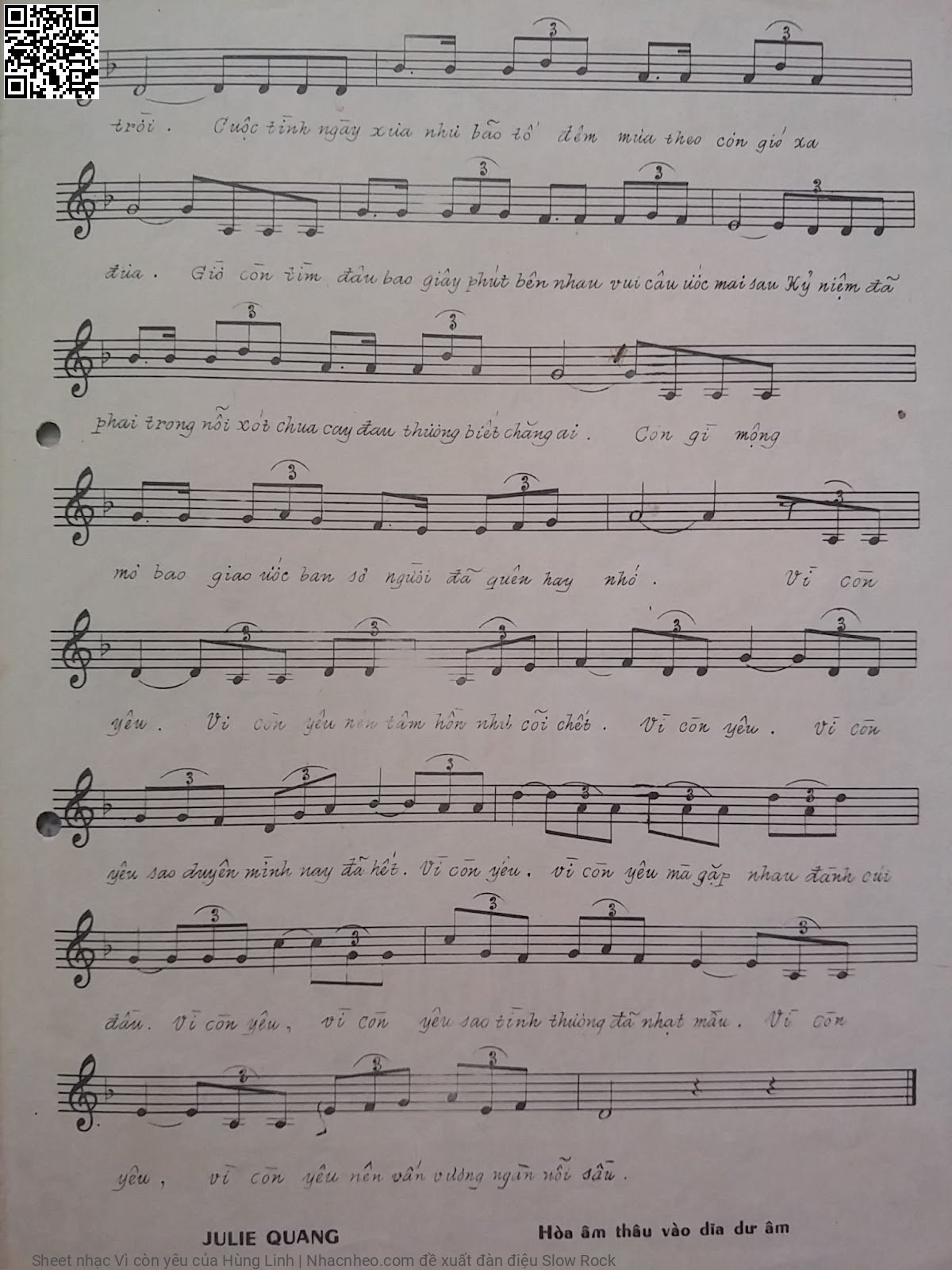 Page 3 of Sheet music PDF Vì còn yêu - Hùng Linh