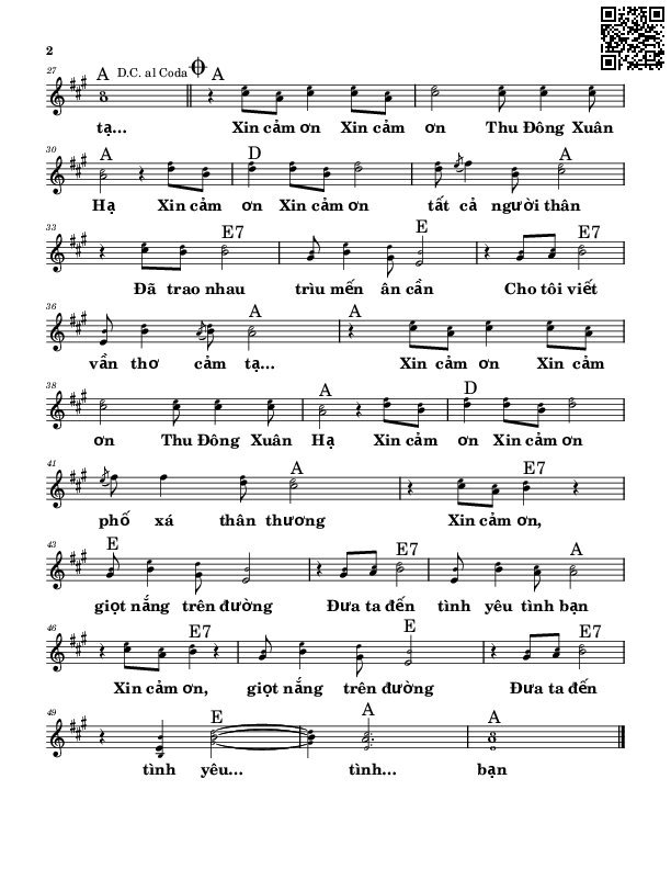 Page 2 of Sheet music PDF Cảm tạ - Trần Quang Trung