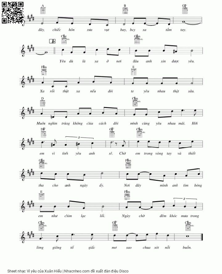 Page 2 of Sheet music PDF Vì yêu - Xuân Hiếu
