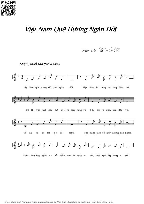 Sheet PDF of Việt Nam quê hương ngàn đời
