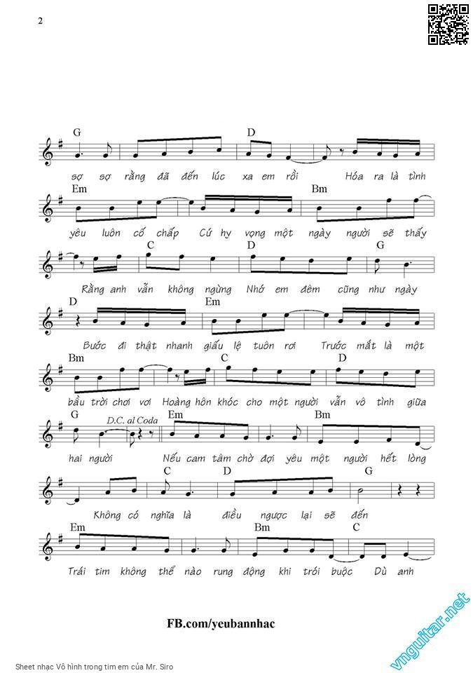 Page 2 of Sheet music PDF Vô hình trong tim em - Mr. Siro