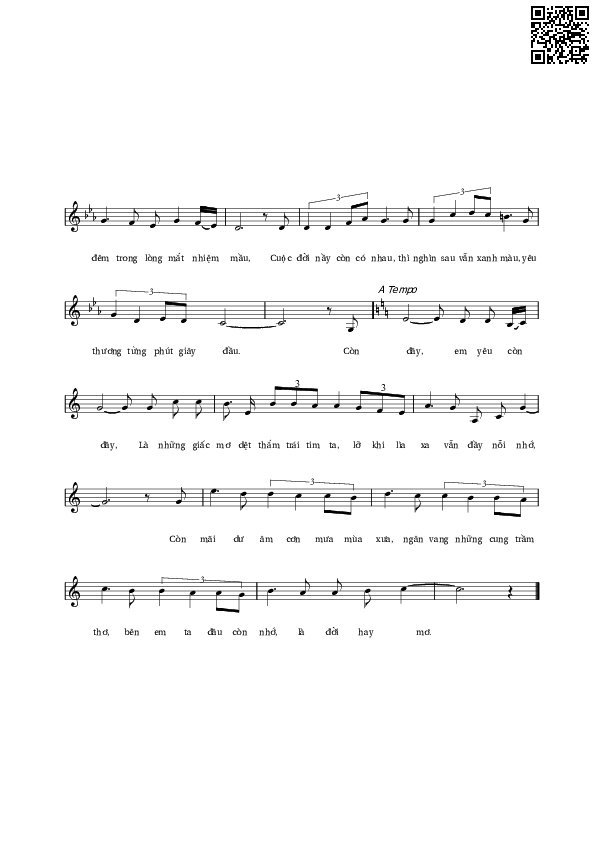 Page 2 of Sheet music PDF Vỗ về đêm mưa - Lê Vân Tú
