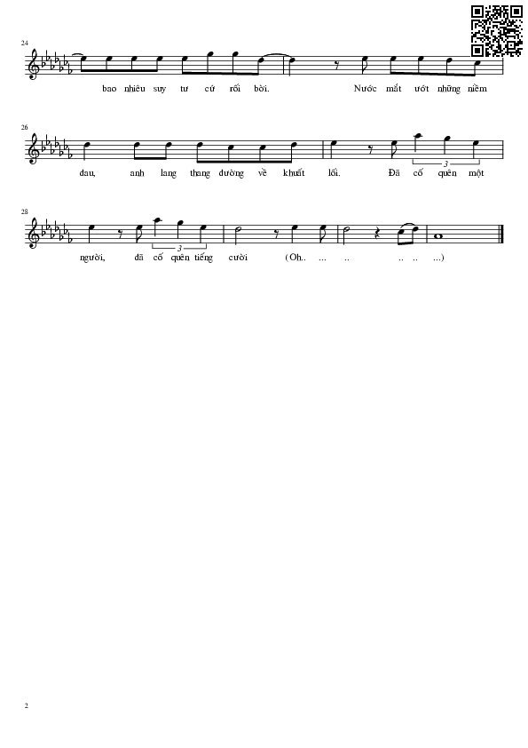 Page 2 of Sheet music PDF Vô vọng - Nguyễn Hùng