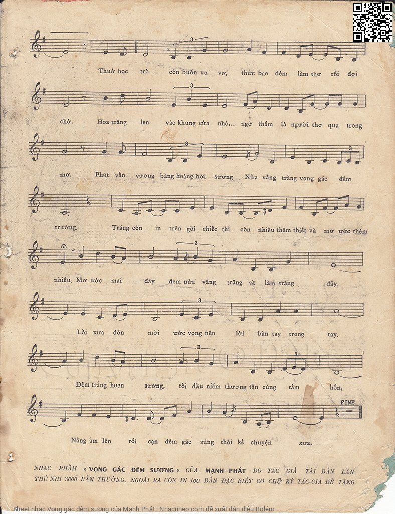 Page 3 of Sheet music PDF Vọng gác đêm sương - Mạnh Phát