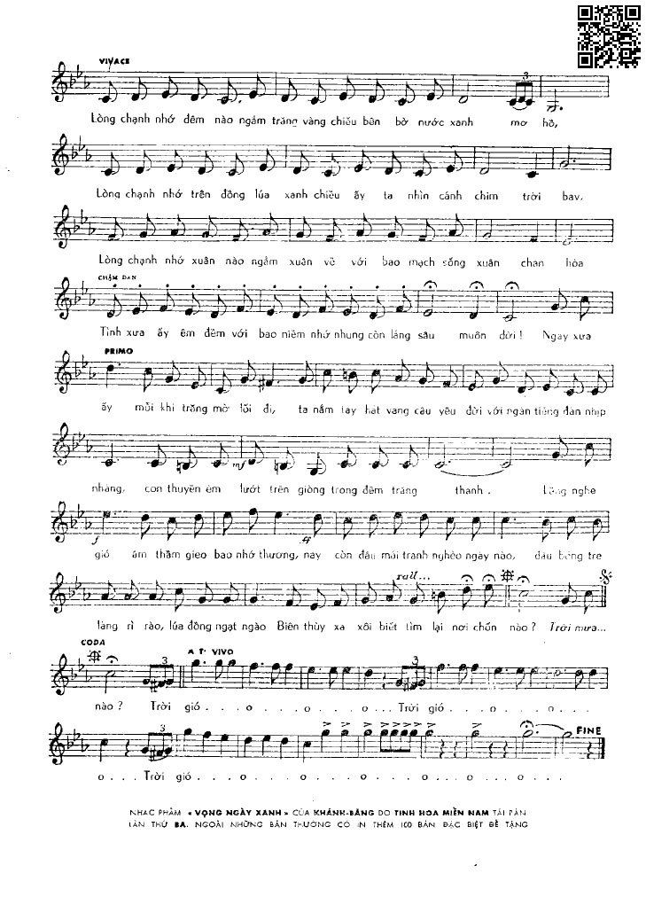 Page 2 of Sheet music PDF Vọng ngày xanh - Khánh Băng