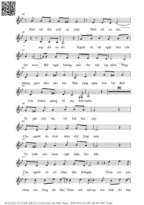 Page 2 of Sheet music PDF Vũ nữ thân gầy (La Cumparsita) - Nhạc Ngoại
