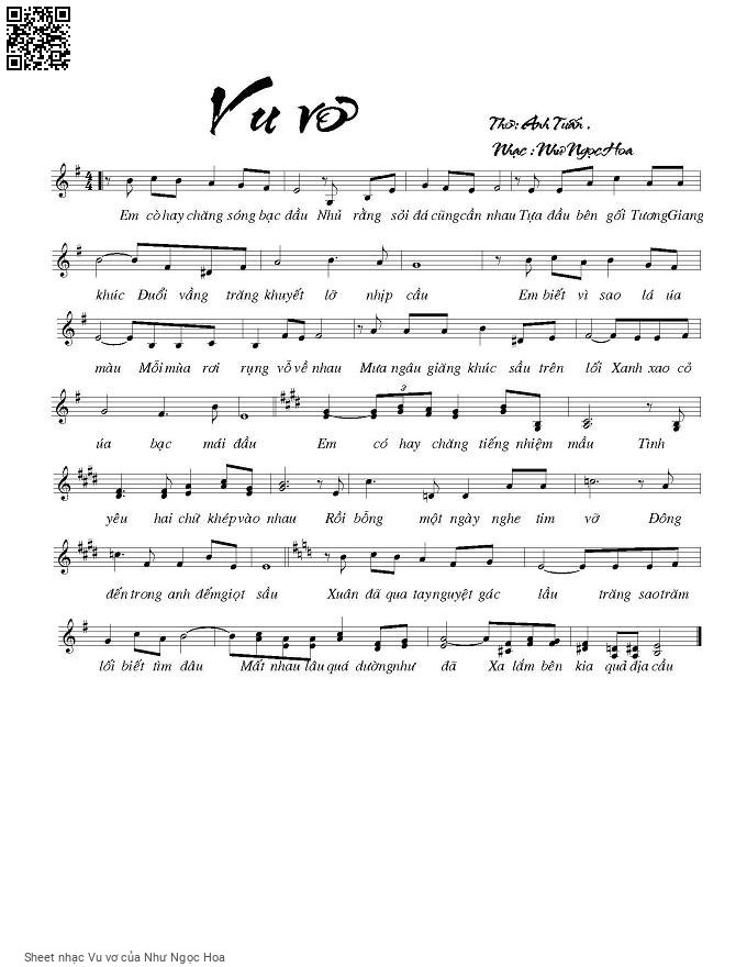 Page 1 of Sheet music PDF Vu vơ - Như Ngọc Hoa