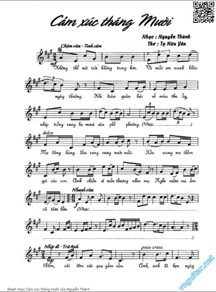 Sheet PDF of Cảm xúc tháng mười